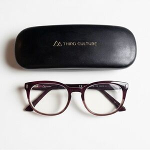 LensCrafters Third Culture Burgundy Purple Glasses with Black Case